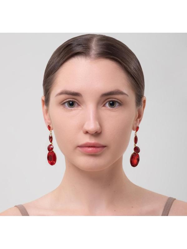 Серьги висячие со стразами 