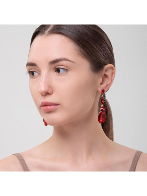 Серьги висячие со стразами 