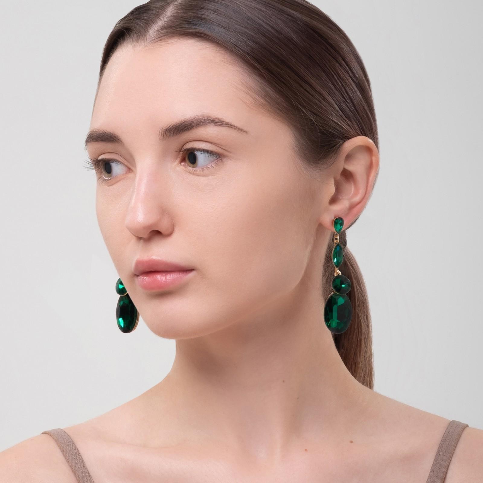 Серьги висячие со стразами 