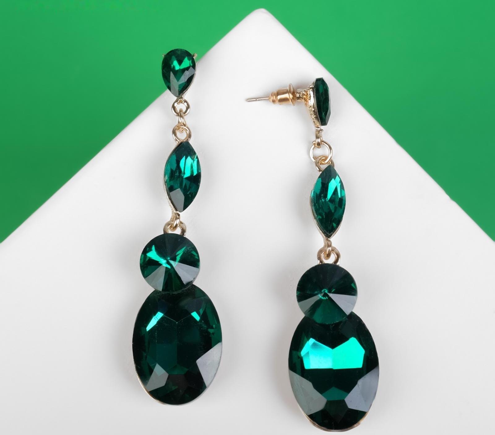 Серьги висячие со стразами 