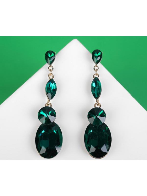 Серьги висячие со стразами 