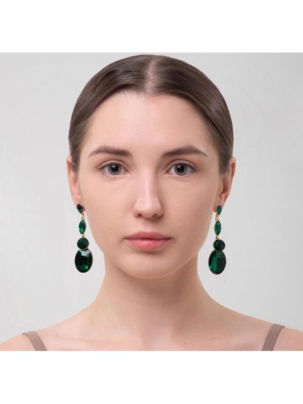 Серьги висячие со стразами 