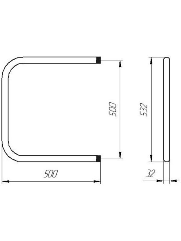 Полотенцесушитель водяной ТЕРА, П-образный, 500х500 мм, D=32 мм