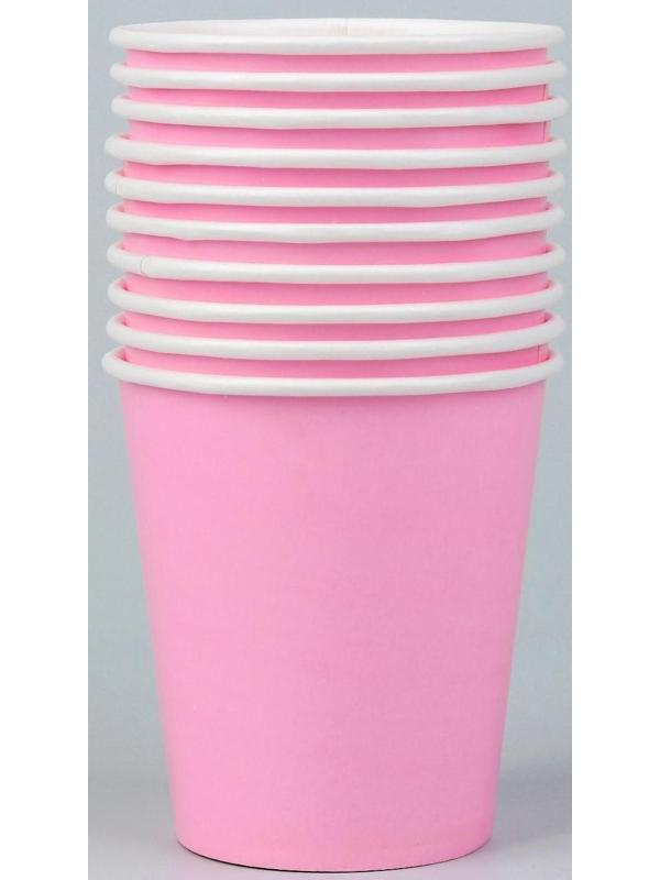 Стакан бумажный, однотонный, цвет розовый, 205 мл