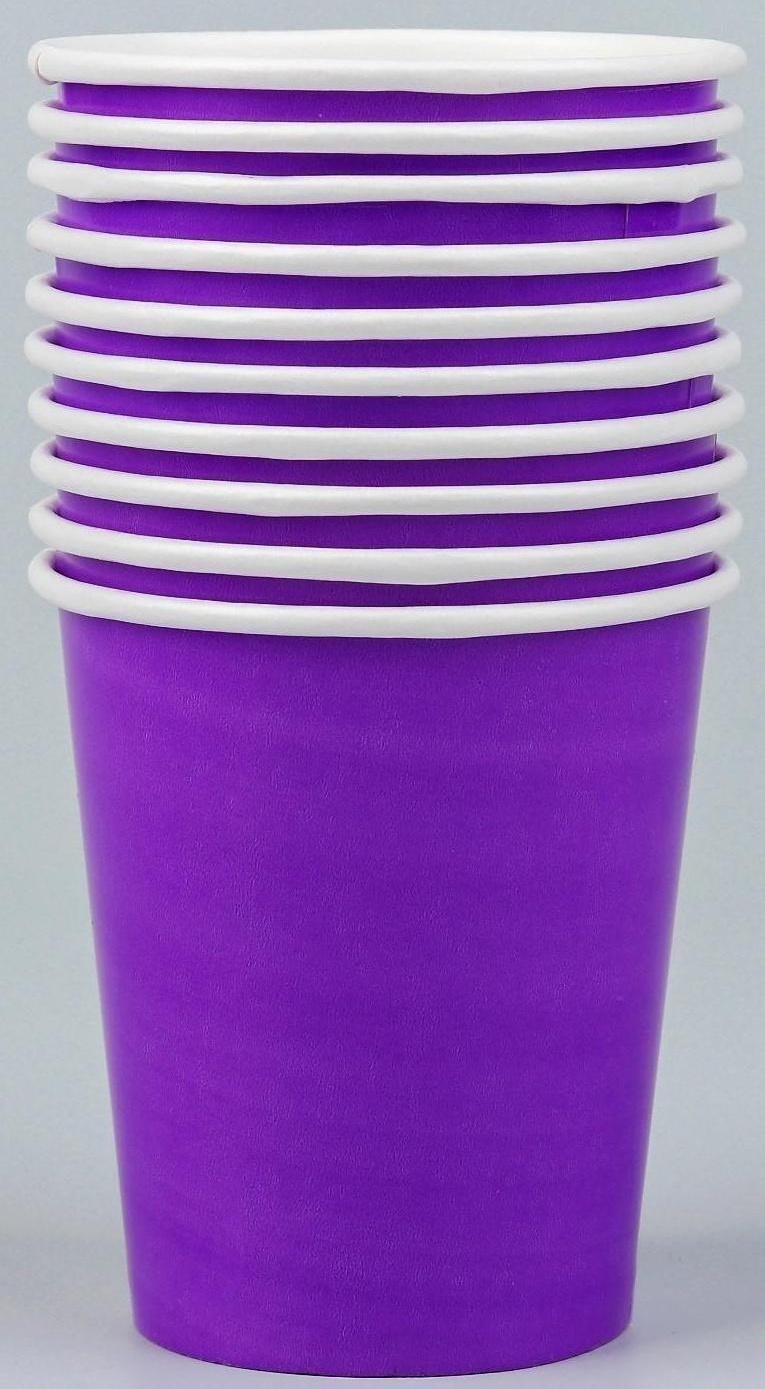 Стакан бумажный, однотонный, цвет фиолетовый, 205 мл