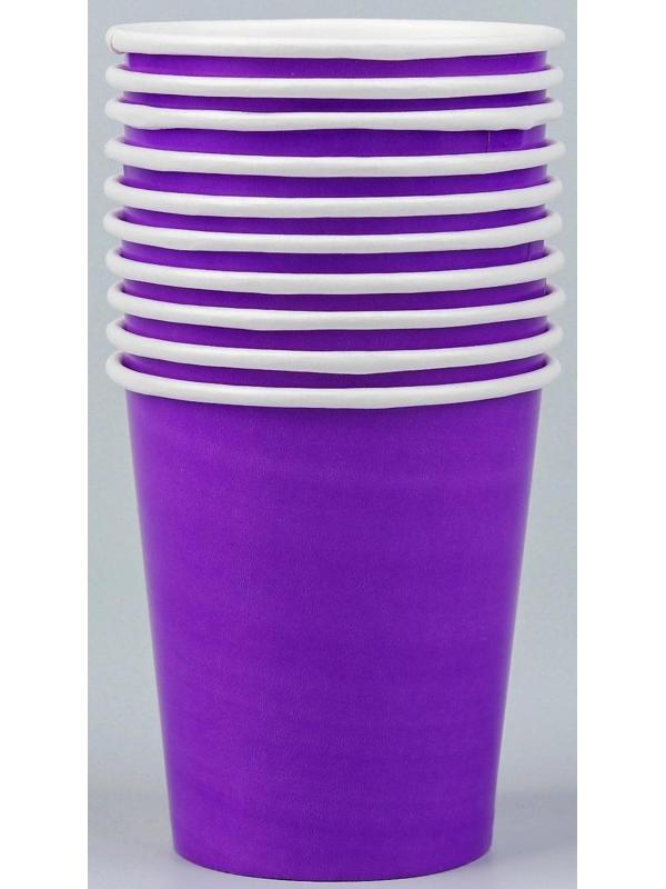 Стакан бумажный, однотонный, цвет фиолетовый, 205 мл
