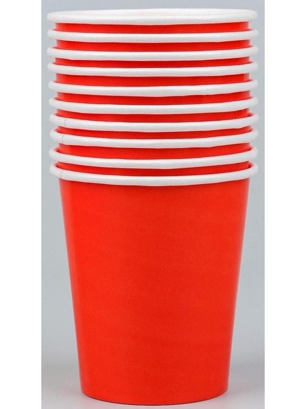 Стакан бумажный, однотонный, цвет красный, 205 мл