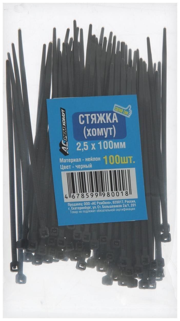 Хомут нейлоновый 2,5х100 мм, черный