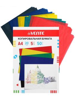 Бумага копировальная (копирка) А4, deVENTE, 50 листов, 5 цветов: красный, жёлтый, зелёный, синий, чёрный