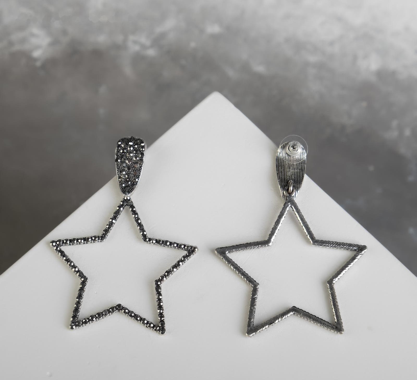 Серьги висячие со стразами 