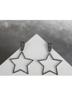 Серьги висячие со стразами 