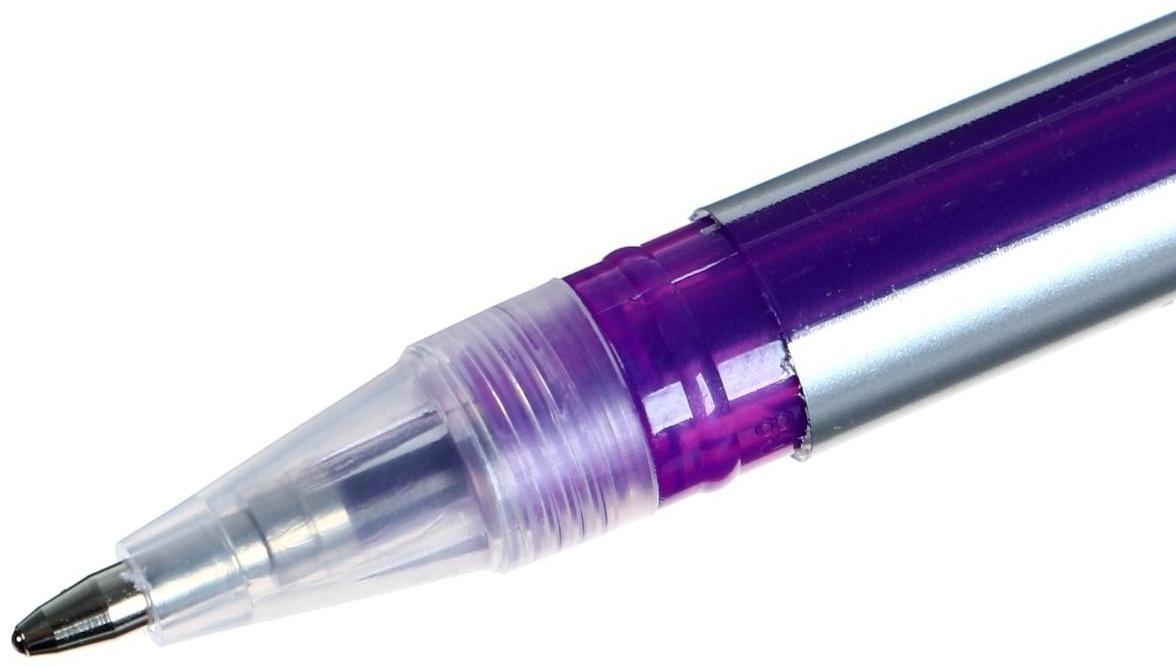 Набор гелевых ручек 24 цвета корпус серебро в полоску в цвет стержня, в блистере на кнопке