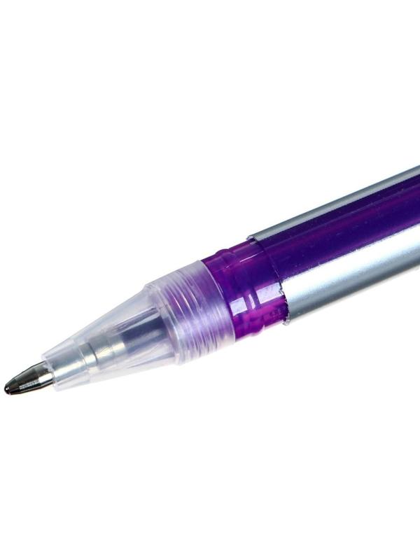 Набор гелевых ручек 24 цвета корпус серебро в полоску в цвет стержня, в блистере на кнопке