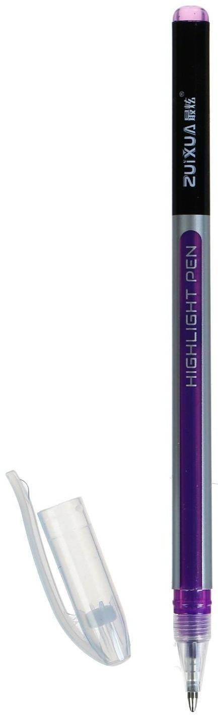 Набор гелевых ручек 6 цветов корпус серебро в полоску в цвет стержня, в блистере на кнопке