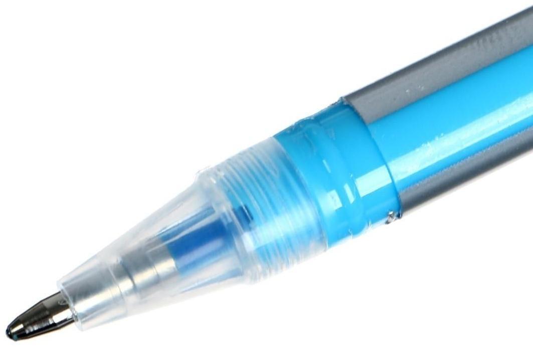 Набор гелевых ручек 48 цветов корпус серебро в полоску в цвет стержня, в блистере на кнопке