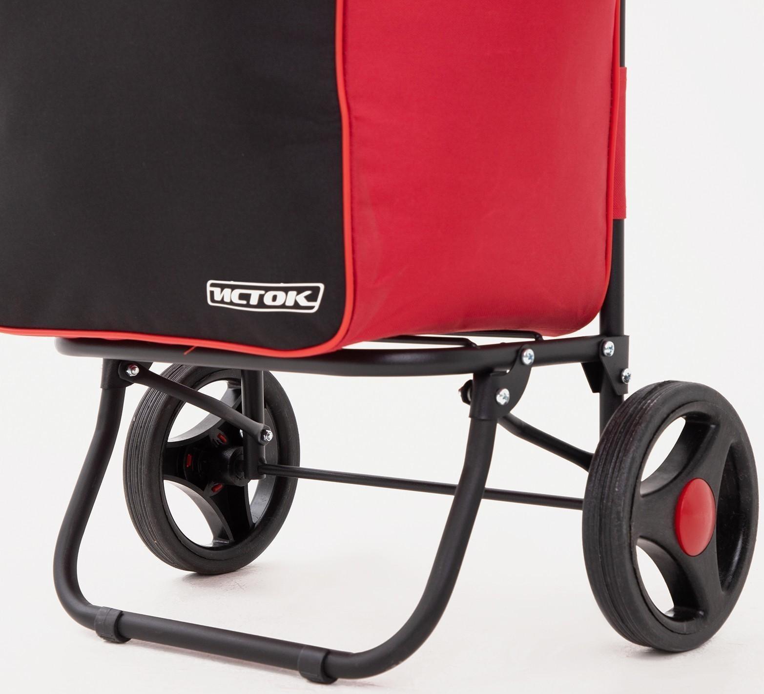 Сумка-тележка хозяйственная на шнуре, цвет чёрный/красный