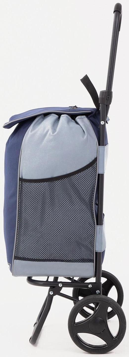 Сумка-тележка хозяйственная на шнуре, наружный карман, цвет синий