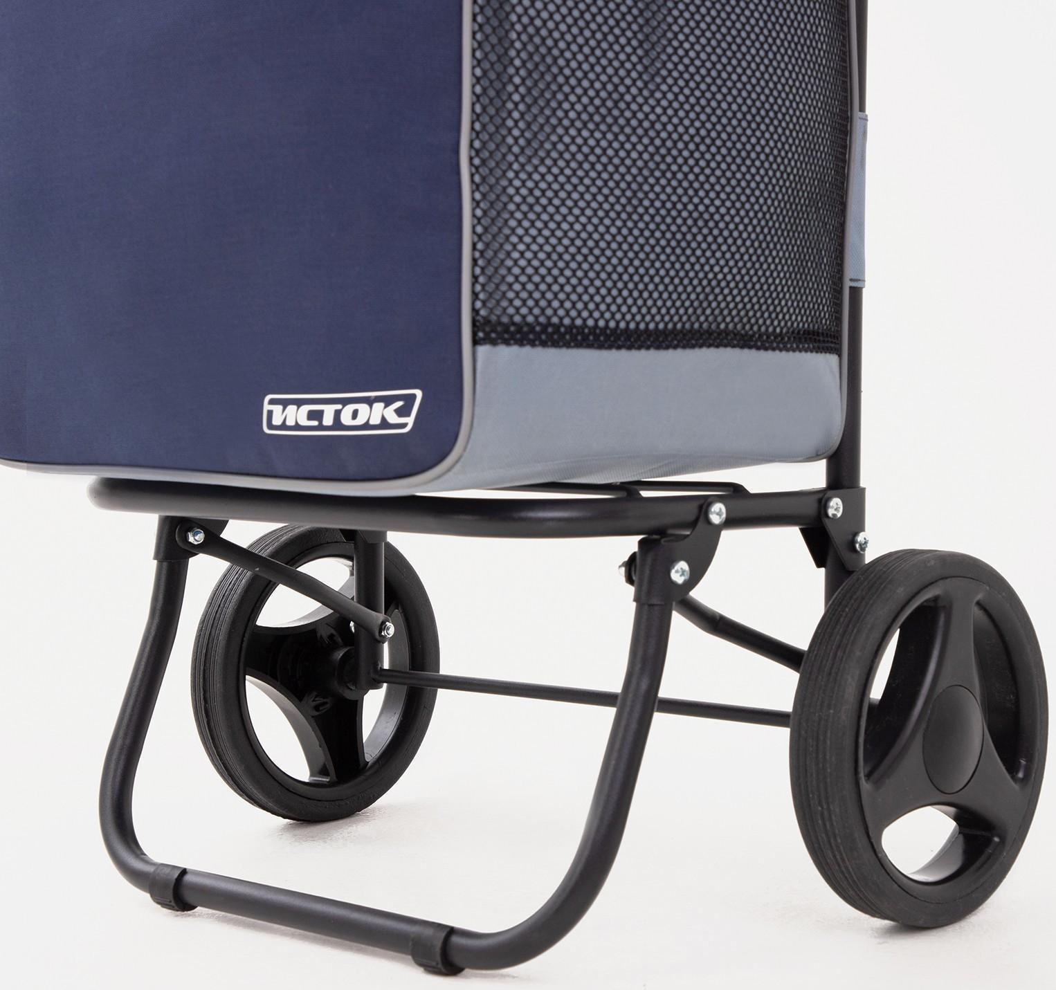 Сумка-тележка хозяйственная на шнуре, наружный карман, цвет синий