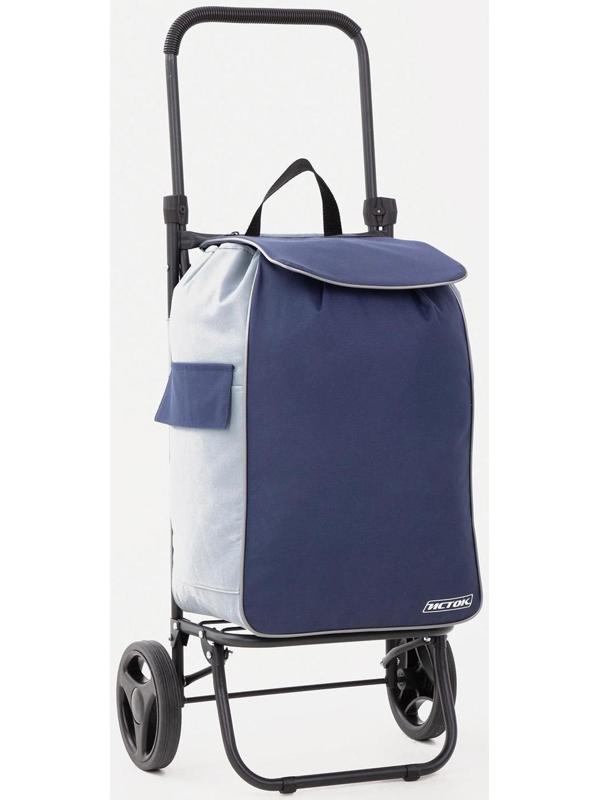 Сумка-тележка хозяйственная на шнуре, наружный карман, цвет синий