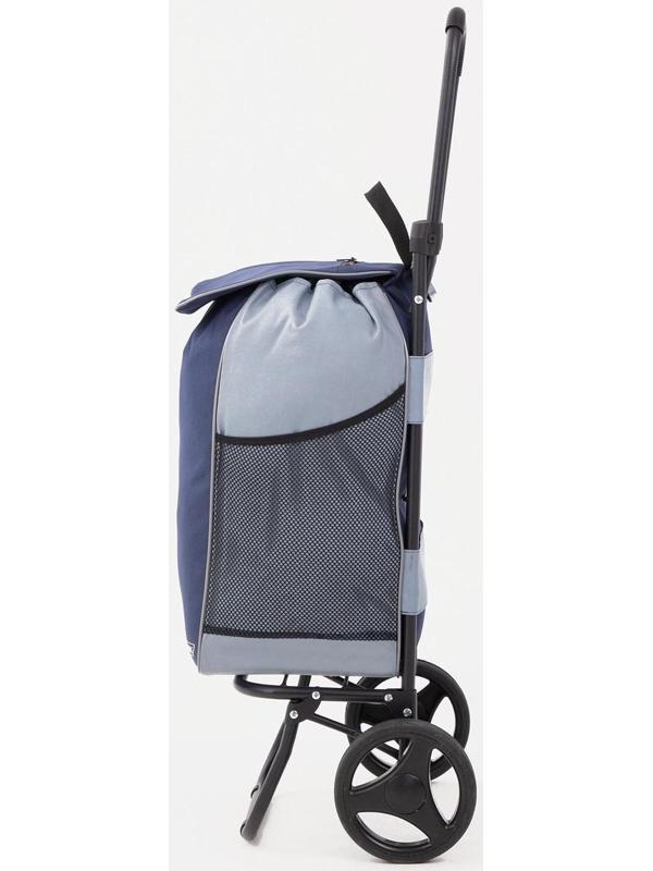 Сумка-тележка хозяйственная на шнуре, наружный карман, цвет синий