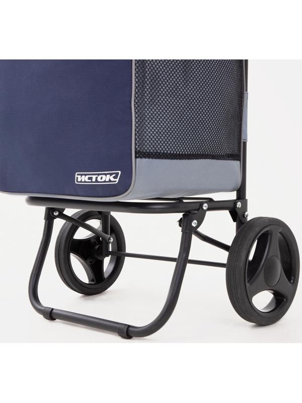 Сумка-тележка хозяйственная на шнуре, наружный карман, цвет синий