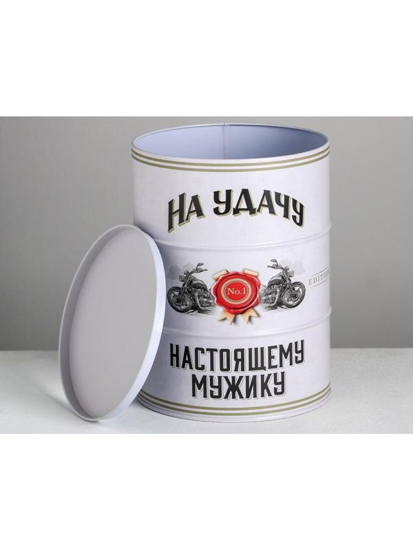 Подарочная банка - бочка «Настоящему мужику», 13.5 х 13,5 х 18 см