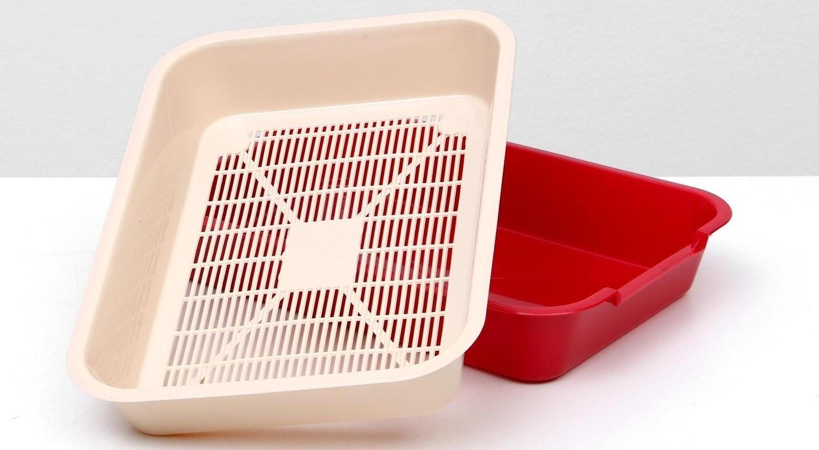 Туалет средний с сеткой 36 х 26 х 6,5 см, бежевый/красный