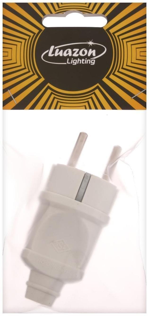 Вилка прямая, 16А, без з/к, 220 В, белая, розничная упаковка.