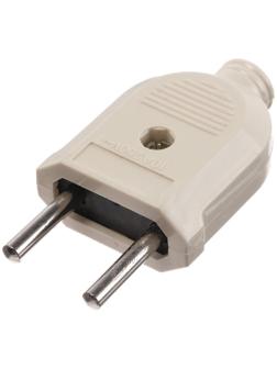 Вилка прямая, 10А, без з/к, 220 В, бежевая, розничная упаковка.