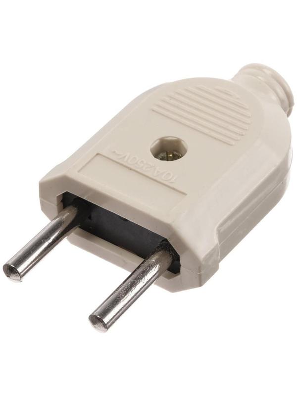 Вилка прямая, 10А, без з/к, 220 В, бежевая, розничная упаковка.