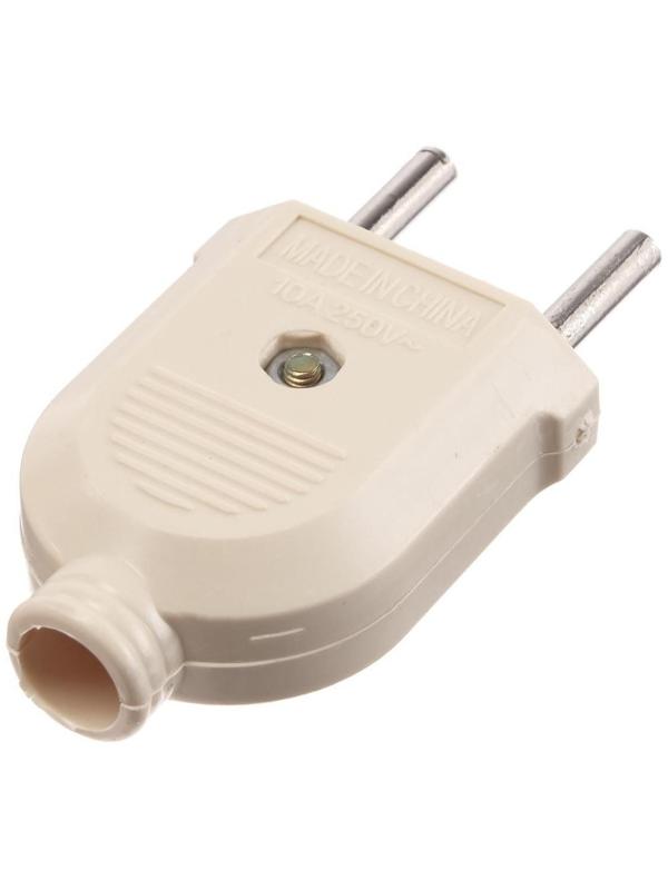 Вилка прямая, 10А, без з/к, 220 В, бежевая, розничная упаковка.