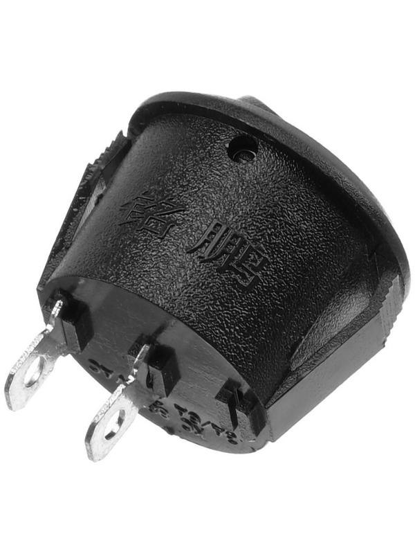 Клавишный выключатель круглый, 250 В, 6 А, ON-OFF, 2c, черный , розничная упаковка.