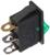 Клавишный выключатель, 250 В, 15 А, ON-OFF, 3с, зеленый, с подсветкой, розничная упаковка.