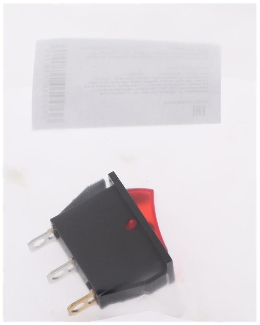 Клавишный выключатель, 250 В, 15 А, ON-OFF, 3с, красный, с подсветкой, розничная упаковка.