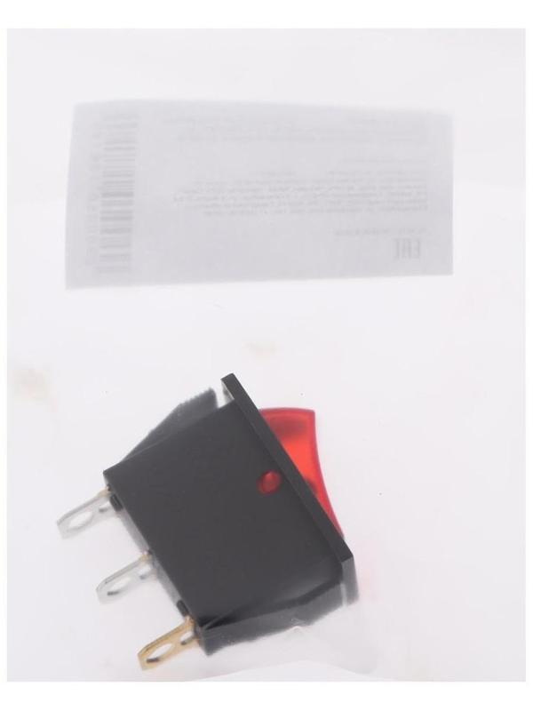 Клавишный выключатель, 250 В, 15 А, ON-OFF, 3с, красный, с подсветкой, розничная упаковка.