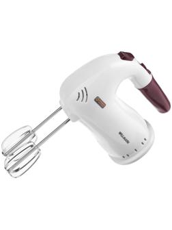 Миксер WILLMARK WHM-6023ST, ручной, 400 Вт, 5 скоростей, 2 насадки, подставка бордо