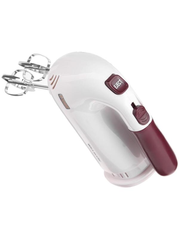 Миксер WILLMARK WHM-6023ST, ручной, 400 Вт, 5 скоростей, 2 насадки, подставка бордо