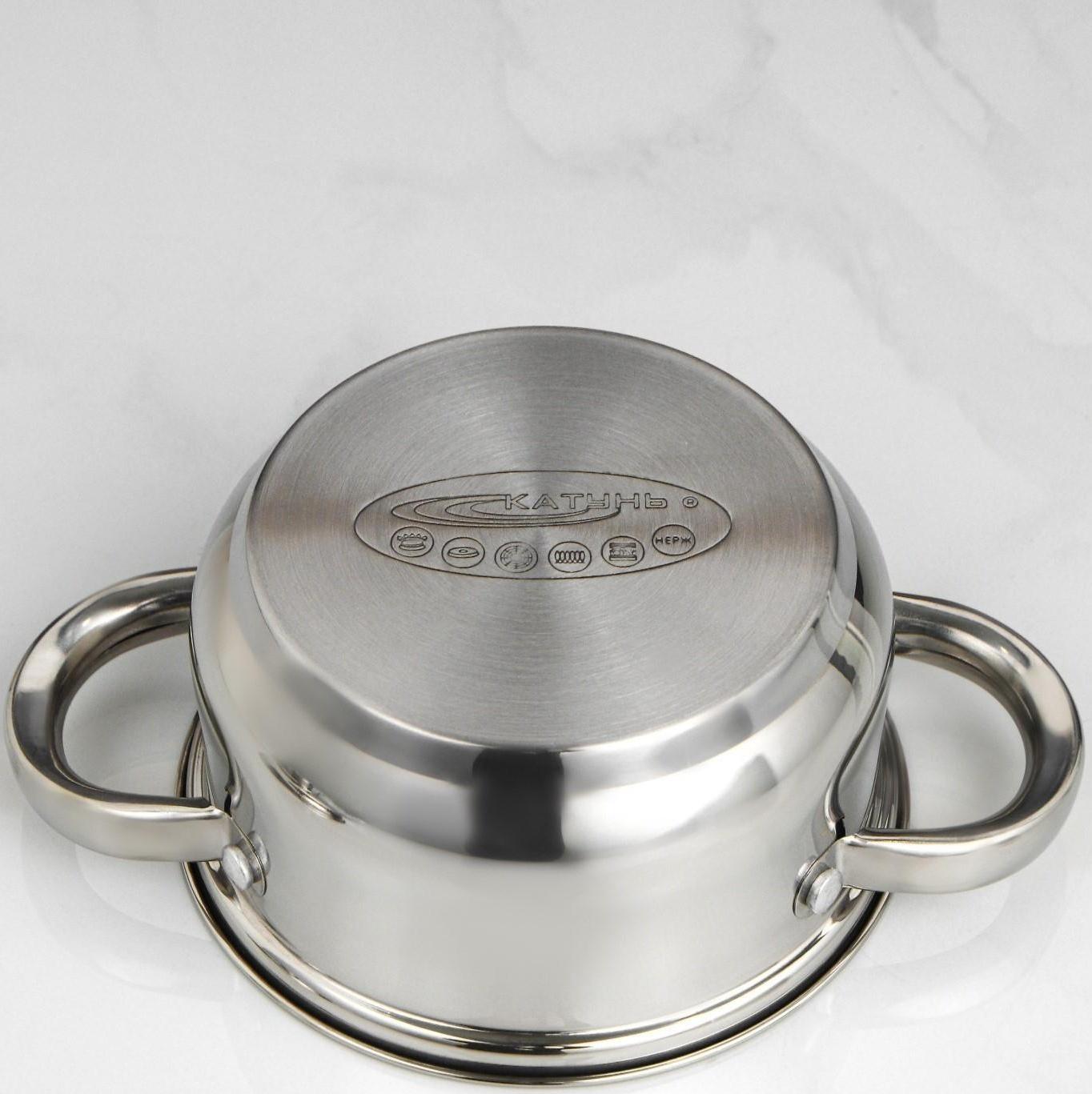 Кастрюля «Гретта», 1 л, d=14 см, металлическая крышка, индукционное дно, цвет хромированный