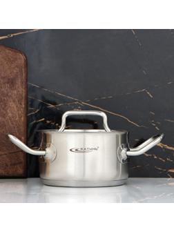 Кастрюля «Общепит», 1 л, d=14 см, металлическая крышка, капсульное дно