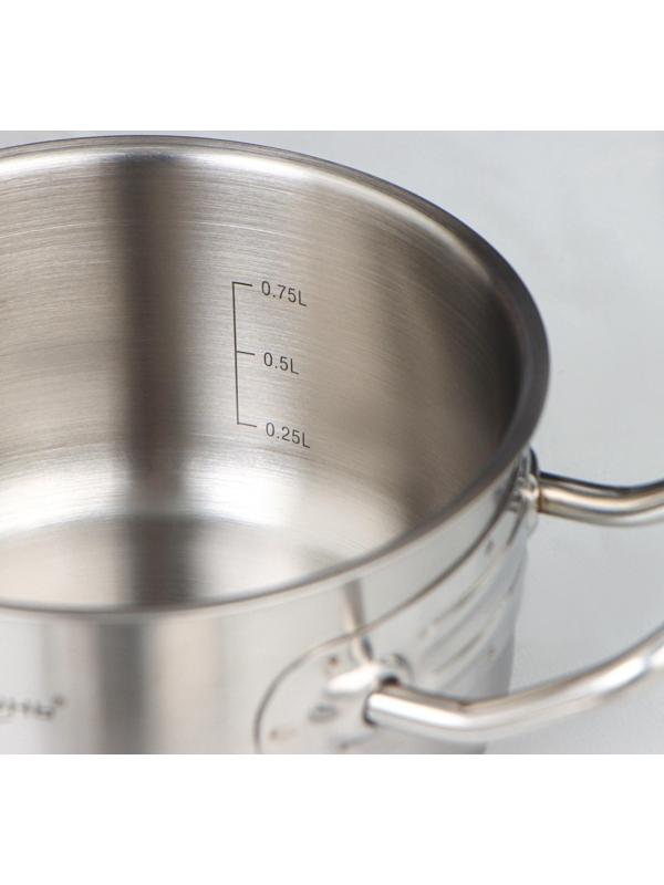 Кастрюля «Общепит», 1 л, d=14 см, металлическая крышка, капсульное дно