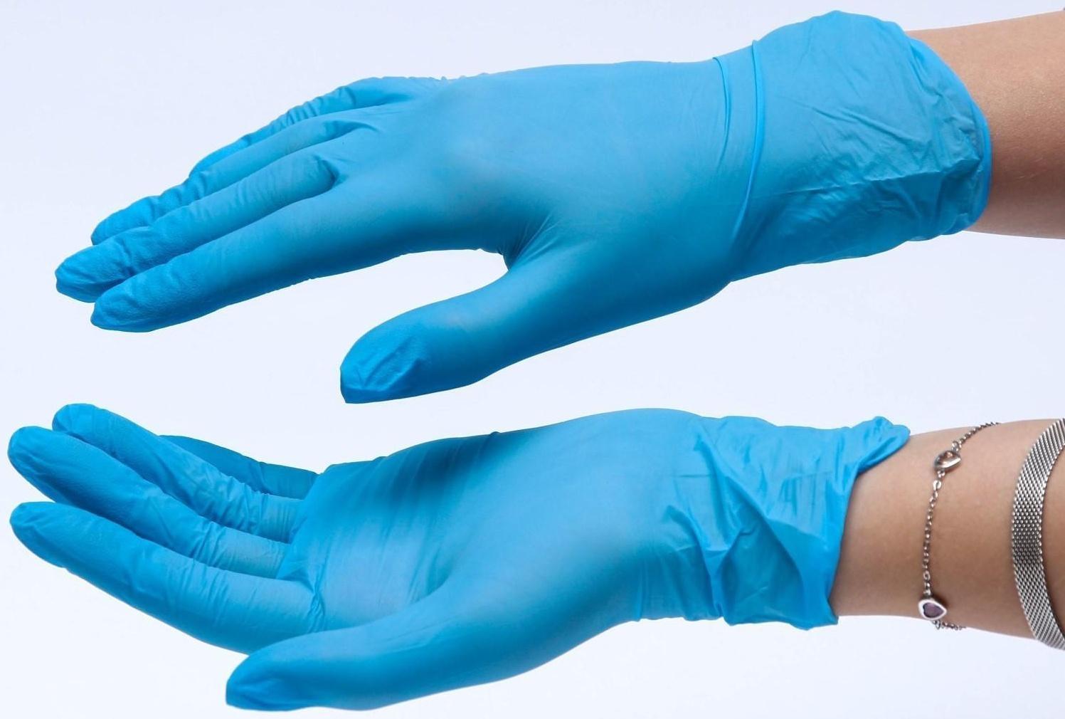 Перчатки медицинские нитриловые текстурированные, голубые, Benovy M, 50 пар уп.