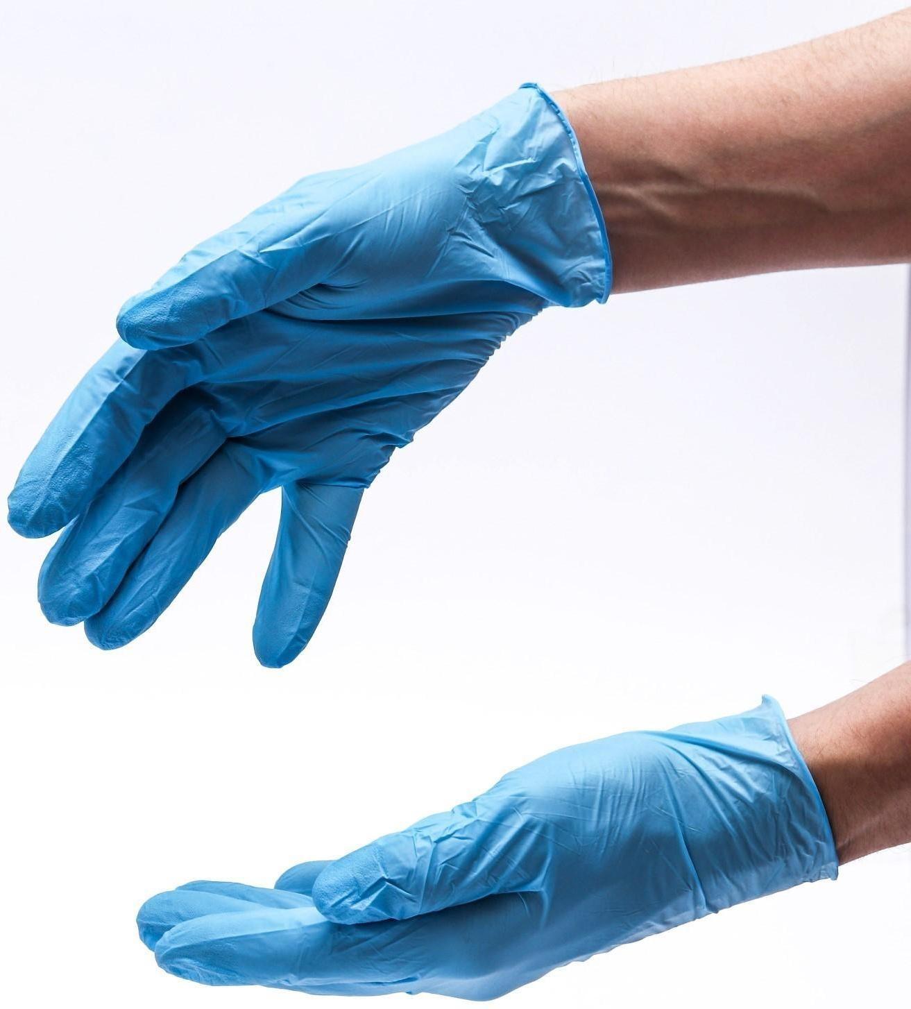 Перчатки медицинские нитриловые текстурированные, голубые, Benovy M, 50 пар уп.