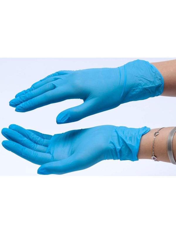 Перчатки медицинские нитриловые текстурированные, голубые, Benovy M, 50 пар уп.