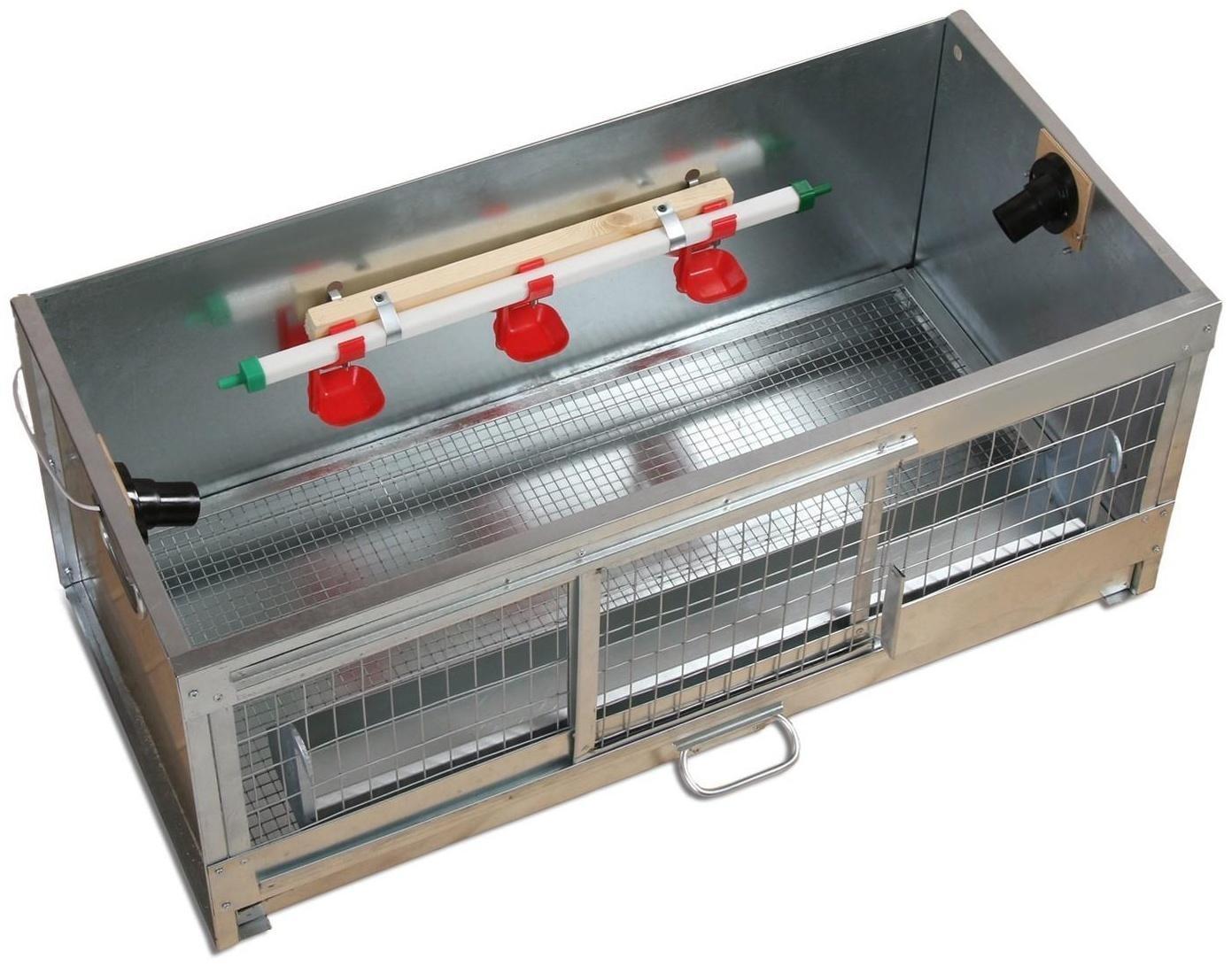 Брудер для цыплят, 100 × 40 × 45 см, с поддоном, кормушкой и поилкой, металлический