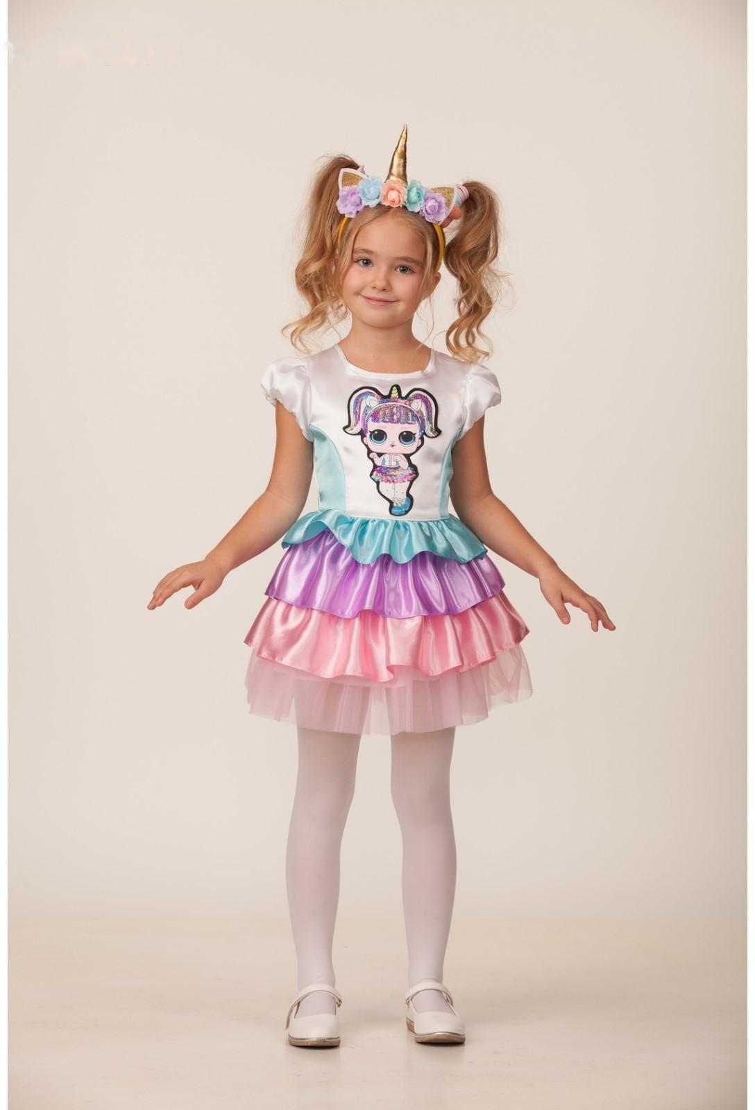 Карнавальный костюм «Единорожка», платье, ободок, р. 28, рост 110 см