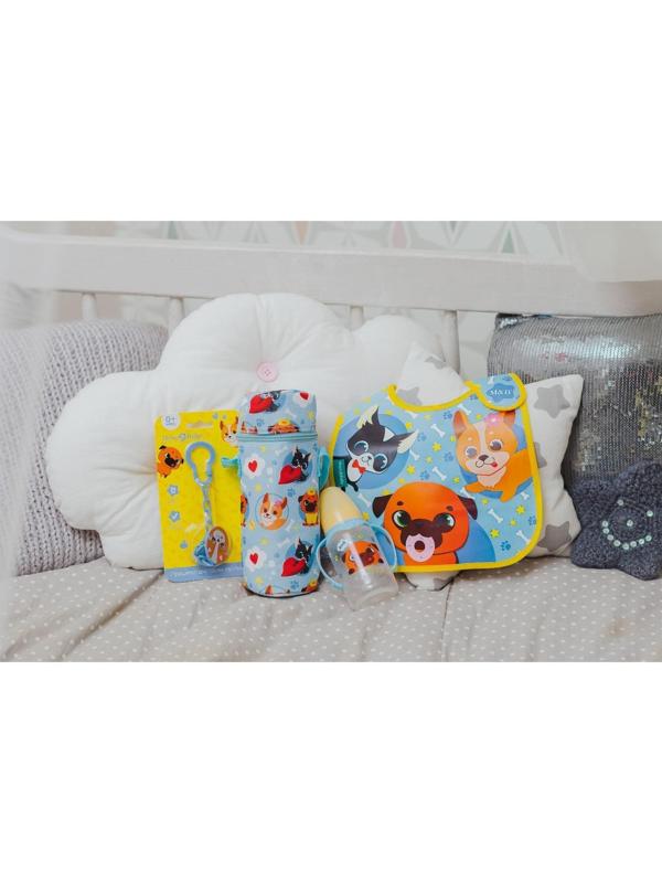 Нагрудник для кормления «ТРЕНД. Собачки» непромокаемый на липучке, с карманом