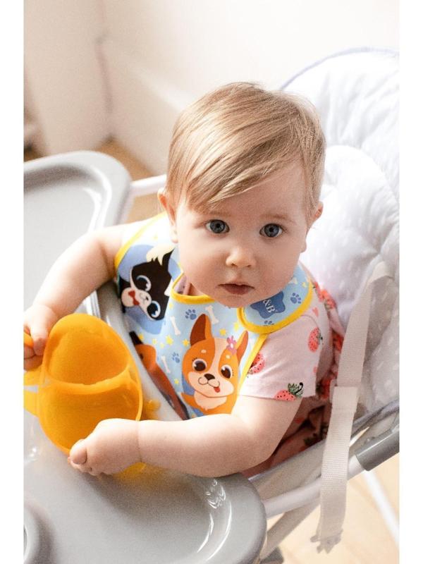 Нагрудник для кормления «ТРЕНД. Собачки» непромокаемый на липучке, с карманом