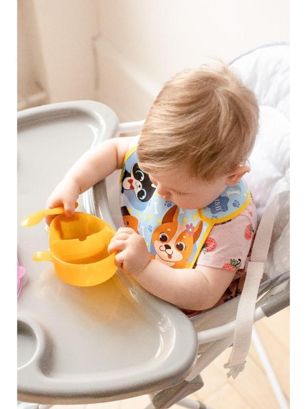 Нагрудник для кормления «ТРЕНД. Собачки» непромокаемый на липучке, с карманом