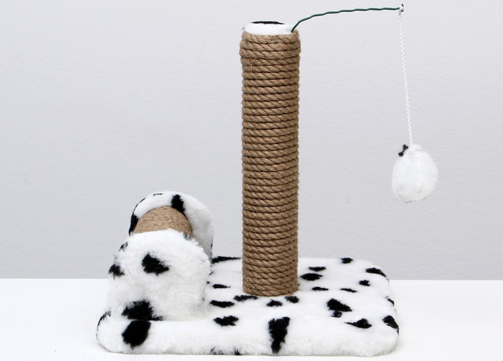 Когтеточка двойная для котят на подставке, джут, 30 х 28 х 32 см, далматинец
