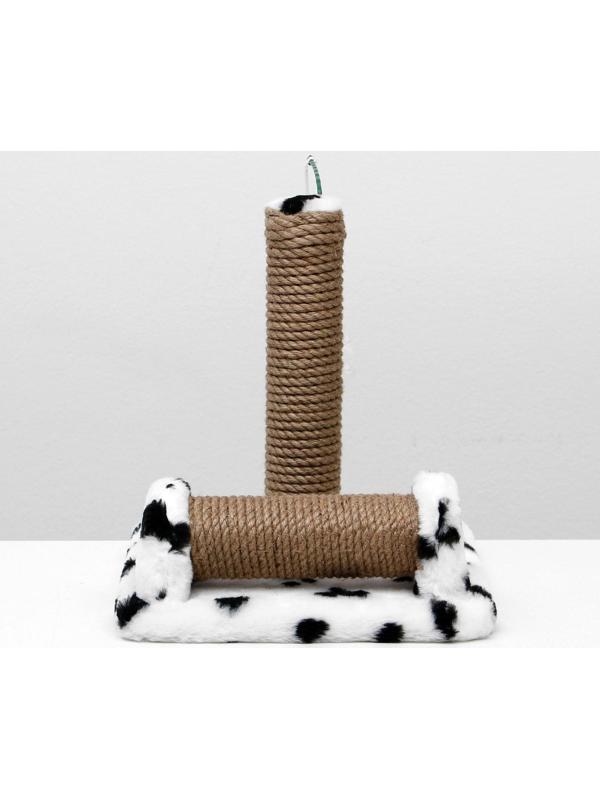 Когтеточка двойная для котят на подставке, джут, 30 х 28 х 32 см, далматинец